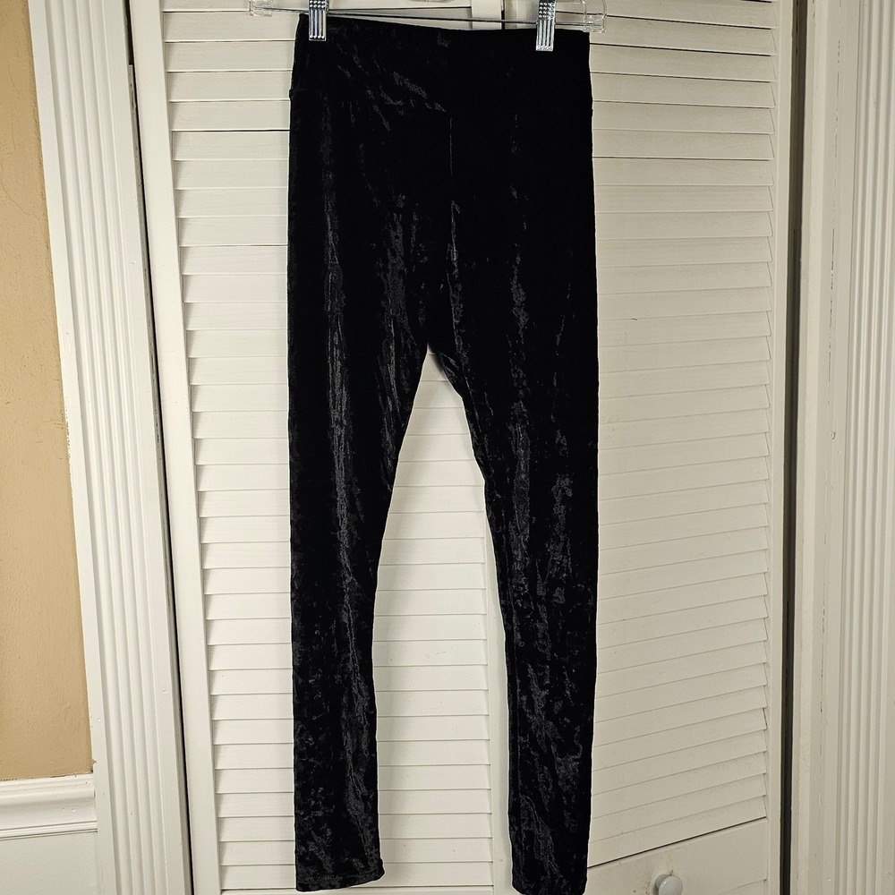 Killstar Carpe Noctem Womens Black Crushed Velvet Leggings Small